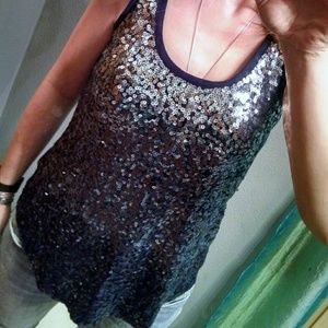 Express - Navy sequin tank top - XS
